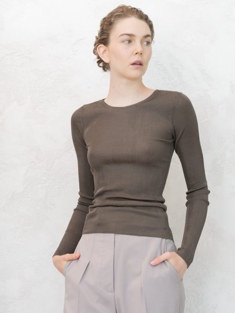 Mulberry Silk Ribbed Crewneck