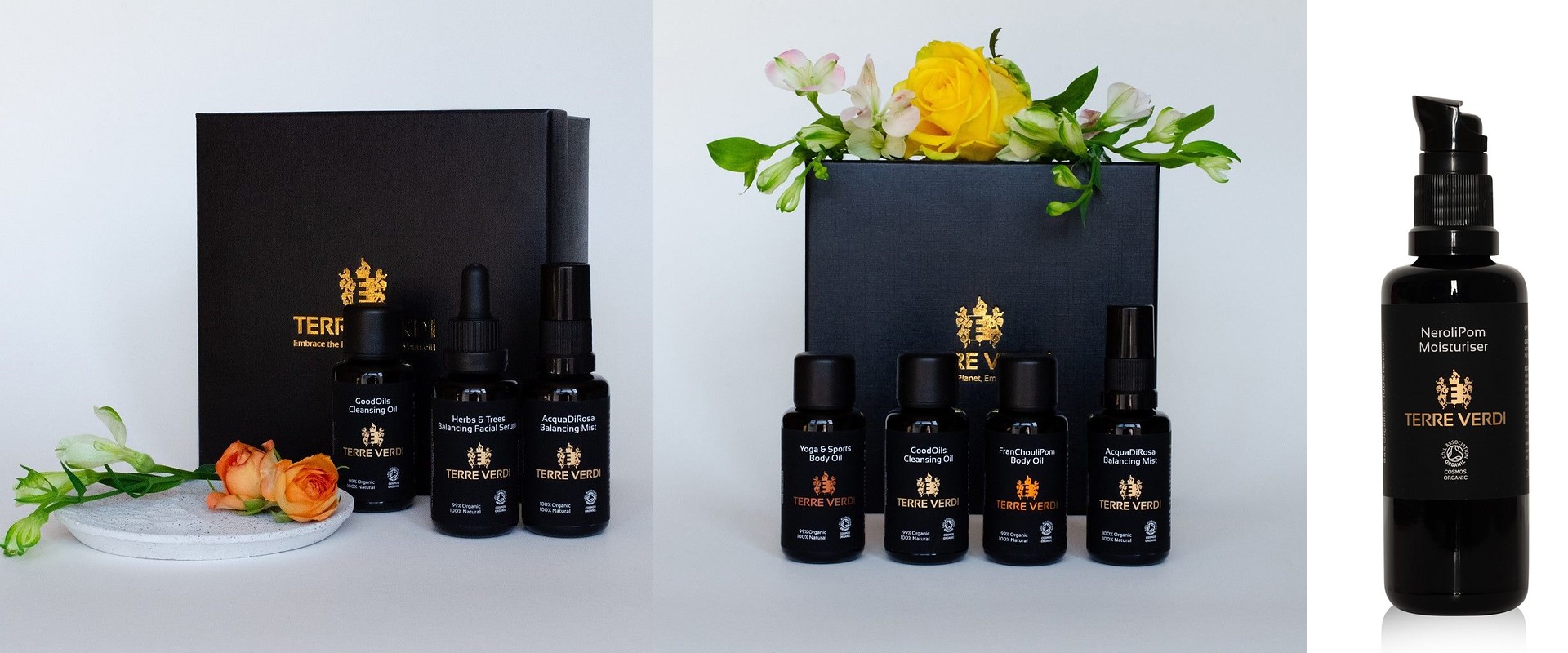 Terre Verdi Balancing Box and Travel Box with the NeroliPom Moisturiser bottle